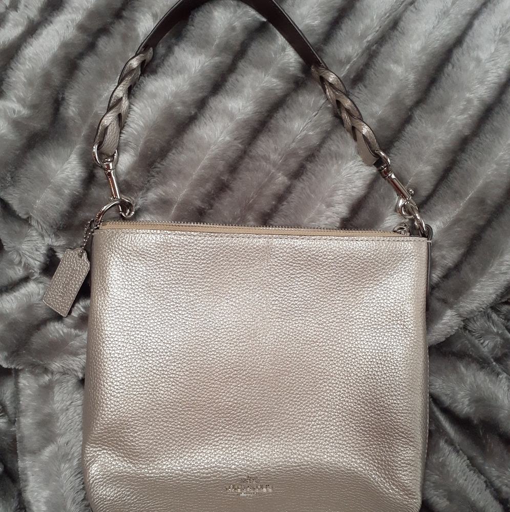 Coach metallic silver handbag